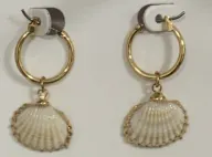 Vintage Shell Drop Earrings, 18K Gold Plated Alloy Hoop Earrings, Bohemian Ocean Style Dangle Earrings for Women