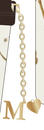 Letter M Heart Charm Chain Bag Charm, Gold Plated Alloy Keychain Pendant, Ins Style Jewelry Gift for Her