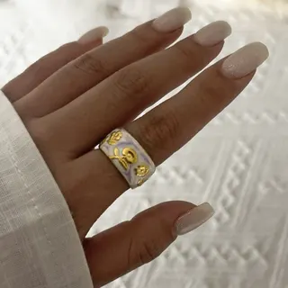 Vintage Geometric Ring Stainless Steel Gold Plated Multi-Band Beaded Texture Stackable Open Ring 1.8cm