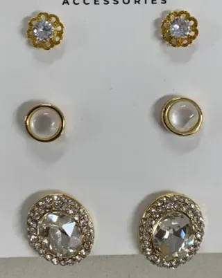 Luxury French Vintage Zircon Stud Earrings, 18K Gold Plated Alloy, Flower Round Oval Paved Crystal Ear Studs, Versatile Daily & Wedding Earrings Set