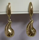 Luxury Teardrop Dangle Earrings, 18K Gold Plated Alloy, Mirror Polished Water Drop Earrings for Women, Elegant French Vintage Hoop Drop Earrings for Daily & Party