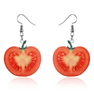 Orange Slice Fruit Earrings - Acrylic Heat Transfer Dangle Earrings, Cute Summer Ins Style, Pair, 3x5.2cm