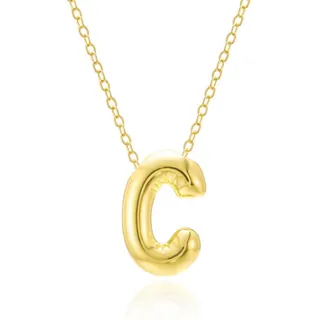 Letter C Necklace for Women, 18K Gold Plated Alloy Irregular Alphabet Pendant Chain, 40+5cm Adjustable, Personalized Birthday Gift Jewelry