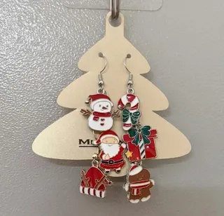 Christmas Earrings Set Alloy Enamel Dangle Earrings Snowman Santa Gingerbread Candy Cane Holiday Cute Earrings 3 Pairs Christmas Gift Jewelry