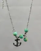 Vintage Nautical Anchor Pendant Necklace, Stainless Steel Tarnish-Free, Turquoise Bead Boho Ocean Style Jewelry for Women