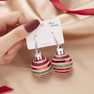 Christmas Snowflake Resin Ball Drop Earrings, Red Mirror-Finish Holiday Dangle Earrings with Snowflake Design, Festive Party Jewelry for Women