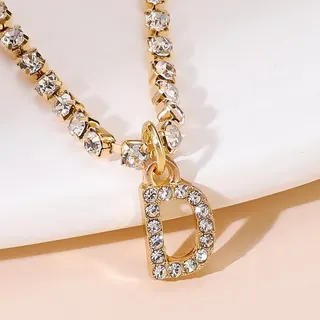 Letter D Anklet for Women, 18K Gold Plated Alloy with Rhinestone Pavé, Adjustable 21+7cm Claw Chain Foot Chain, Personalized Gift Jewelry