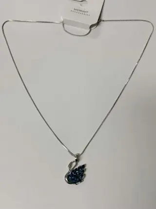 Elegant Swan Pendant Necklace, Alloy Rhinestone Clavicle Chain, Teal Green Luxury Daily Jewelry Gift for Women