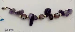Evil Eye Bracelet with Natural Amethyst Tumbled Stones, Bohemian Beaded Elastic Stretch Bracelet, Spiritual Protection Jewelry Gift for Women