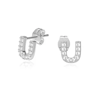 Cubic Zirconia Letter W Stud Earrings, Silver Plated Copper Paved Initial Earrings, Personalized Jewelry Gift for Women