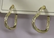 Minimalist Twisted Hoop Earrings 18K Gold Plated Alloy Hammered Texture Irregular U-Shape Ear Hoops for Women