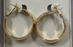 Gold Hoop Earrings for Women - 18K Gold Plated Alloy Large Circle Hoops, Mirror Polished, Hypoallergenic Everyday Jewelry