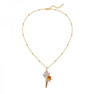 Ocean Conch Shell Necklace, Natural Shell Pendant with 18K Gold Plated Alloy, 50cm Chain 6cm Pendant, Boho Beach Jewelry for Women