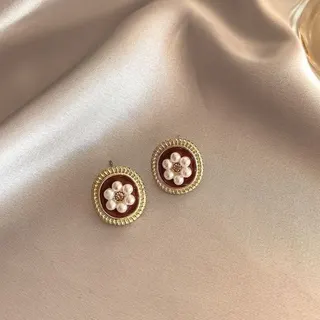Boho Geometric Color-Block Drop Earrings, Wine Red Teardrop + Triangle Enamel, 18K Gold Plated Alloy, Statement Dangle Earrings for Women