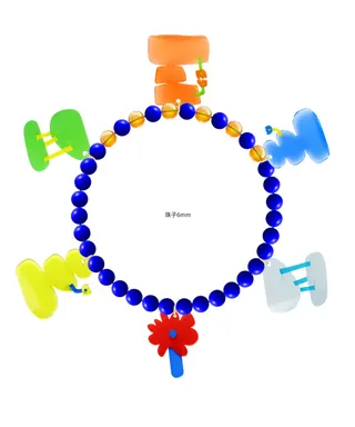 Cute Cartoon Flower Beaded Bracelet 6mm Acrylic Glass Round Beads Elastic Adjustable Bangle Girl Jewelry Student Gift