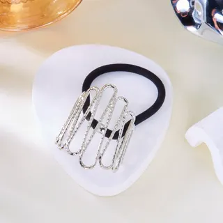 Gold Geometric Hair Tie, Alloy Hair Scrunchie with Irregular Wave Design, Elegant Anti-Slip Hair Accessory for Women, 5.2x4cm