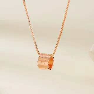 Rose Gold Honeycomb Cube Necklace, Geometric Box Chain Pendant, Copper 18K Gold Plated, Adjustable 40+5cm, Minimalist collarbone chain for Women
