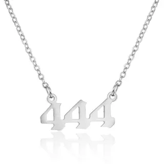 444 Lucky Number Necklace, Stainless Steel Cut-Out Collar Chain for Women, Hypoallergenic Tarnish-Free, Adjustable 45+5cm, Minimalist Gothic Digit Pendant
