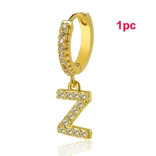 Letter O Zircon Hoop Earrings, 26 Alphabet Series, Gold Micro-Pavé Dangle Ear Cuff, Luxury Personalized Jewelry (1pc)