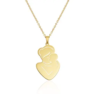 Mother Kissing Baby Pendant Necklace, 18K Gold Plated Stainless Steel, Mirror Polished, Mother's Day & Thanksgiving Gift for Women, Delicate Chain 52cm