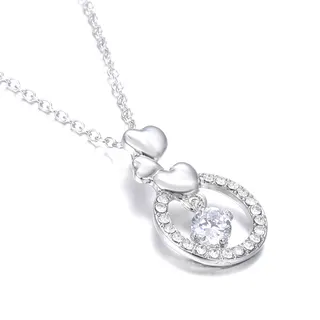 White Gold Heart Ring Pendant Necklace - Rhinestone Clavicle Chain for Women, Sweet Luxury Lock Chain 45+6cm, Gift for Her