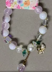 Luxury Beaded Bracelet for Women, Lavender Glass Pearl Charm Bracelet, Multi-color Ins Style Hand Jewelry Gift