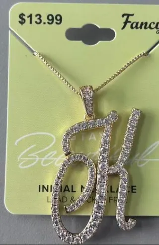 Personalized Initial Letter Necklace, 18K Gold Plated Copper with Micro-Pavé Cubic Zirconia, OH Double Letter Pendant, Hypoallergenic Lead & Cadmium Free, Custom Gift for Her