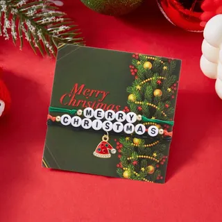 Christmas Reindeer Beaded Bracelet Set of 3 - Merry Christmas Letter Beads with Cute Reindeer Charm, Alloy & Resin, Holiday Gift & Card Decoration, 26cm