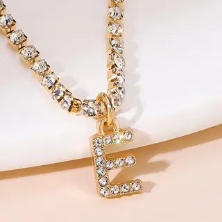 Personalized Letter E Charm Bracelet Anklet, 18K Gold Plated Alloy with Rhinestone Cubic Zirconia, Adjustable Claw Chain Jewelry Gift for Women