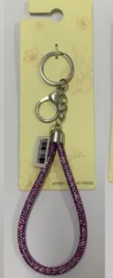 Purple Rhinestone Phone Charm Chain, Alloy Crystal Phone Lanyard with Double Key Ring, Anti-drop Cute Phone Strap for Women