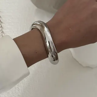 Silver Snake Head Open Cuff Bangle - Minimalist Polished Alloy Bracelet, Adjustable Stackable Wristband for Women