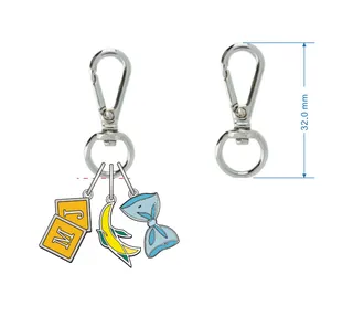 Cute Cartoon Bow & Letter Keychain Charm, Alloy Enamel Banana Pendant Bag Accessory, Girl Kawaii Key Ring 3.2cm