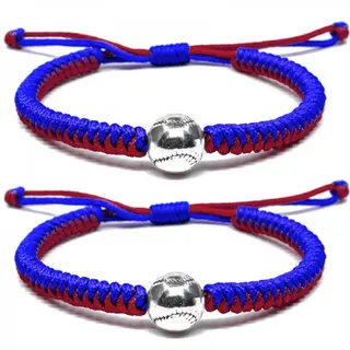 Baseball Bracelet for Men and Women, Adjustable Waxed Cord Woven Bracelet with Mirror Polished Alloy Baseball Bead, Black & White Couple Set, Sporty Minimalist Handmade String Bracelet 16-26cm