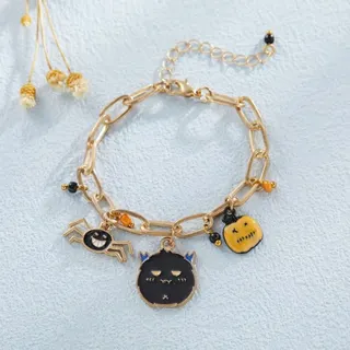 Halloween Bracelet for Women Cute Cartoon Ghost Mummy Devil Drip Enamel Alloy Chain Bracelet with Lobster Clasp Adjustable Sweet Y2K Festival Party Jewelry