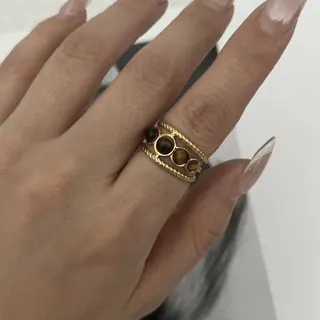 French Vintage Turquoise Double Twist Ring - 18K Gold Plated Stainless Steel, Adjustable Open Bangle, Bohemian Layered Finger Ring for Women