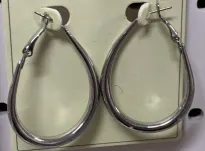 Silver Alloy Hoop Earrings - Teardrop Large Hoops, French Vintage Minimalist, Mirror Polished Tarnish-Resistant, Everyday Women's Jewelry
