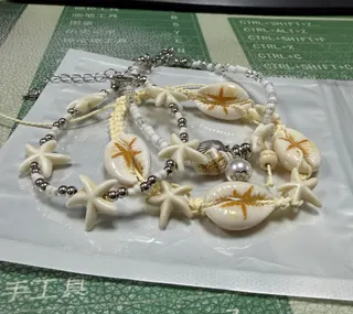Ocean Style Shell Starfish Bracelet Set, Handmade Braided Beach Jewelry with Turquoise Shell & Alloy Silver Bell Charm, 3pcs 16+5cm