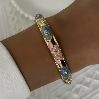 Vintage Enamel Bangle Bracelet Women Black White Gold Twist Rope Alloy Cuff, French Retro Contrast Color Jewelry, 6cm Wristband