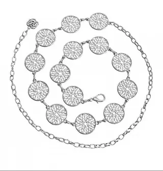 Vintage Openwork Floral Waist Chain Belt, Gold-Plated Alloy & Iron Chain, Bohemian Luxury Metal Waist Chain for Dresses, Women's Statement Waist Accessory