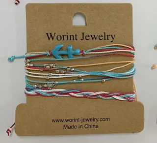 Bohemian Braided Bracelet with Anchor Charm, Beaded Multi-Color Woven Handmade Jewelry, Ocean Style Stackable Bracelet for Women