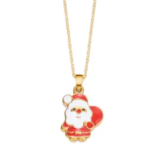 Christmas Santa Claus Enamel Pendant Necklace, 18K Gold Plated Stainless Steel, Colorful Drip Oil Cartoon Charm Necklace for Women, Holiday Gift Jewelry 45+5cm