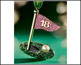 Christmas Golf Flag Pendant Charm, Alloy 18-Hole Design with Pearl Accent, Fun Vintage Necklace Accessory Gift