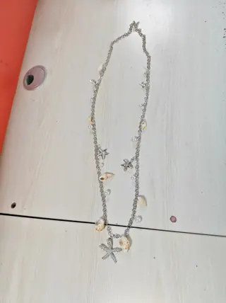 Starfish Shell Waist Chain Necklace - Silver Alloy Rhinestone Boho Beach Long Chain 100+40cm