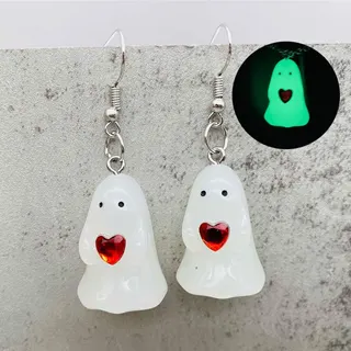 Halloween Glow in the Dark Ghost Earrings - Cute Candy Corn Acrylic Dangle Earrings, Funny Cartoon Party Jewelry for Women, 1 Pair