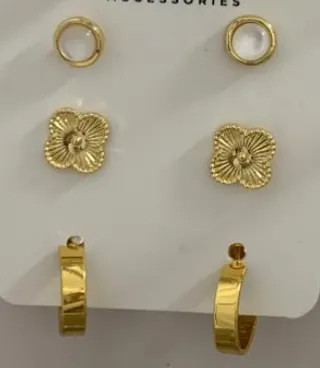 Luxury Alloy Earrings 18K Gold Plated French Vintage Flower Stud & Geometric Hoop Earring Set