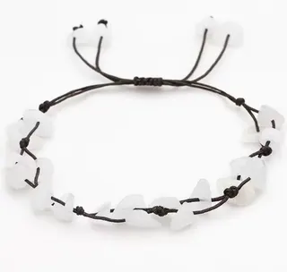 Natural White Crystal Stone Bracelet, Handwoven Adjustable Beaded Bracelet 16-32cm, Boho Minimalist Raw Crystal Charm Bracelet for Women, Gift Ready