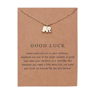 Good Luck Lucky Elephant Necklace, 18K Gold Plated Alloy Pendant with Pearl, Adjustable 42+5cm Fine Chain, Minimalist Lucky Charm Gift for Women