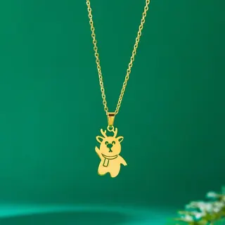 Gold Christmas Necklace for Women, Stainless Steel 18K Gold Plated Santa Claus Pendant, 40+5cm Adjustable Chain, Holiday Gift Jewelry