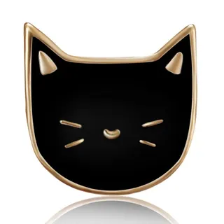 Cute White Cat Face Brooch, 18K Gold Plated Alloy Enamel Pin Badge, Minimalist Kitten Lapel Pin for Clothing Bag Hat, 1.3cm, Gift for Women Girls
