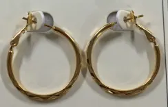 Gold Hammered Hoop Earrings for Women - 18K Gold Plated Alloy Textured Circle Earrings, Hypoallergenic Tarnish-Free, Everyday Chic Jewelry